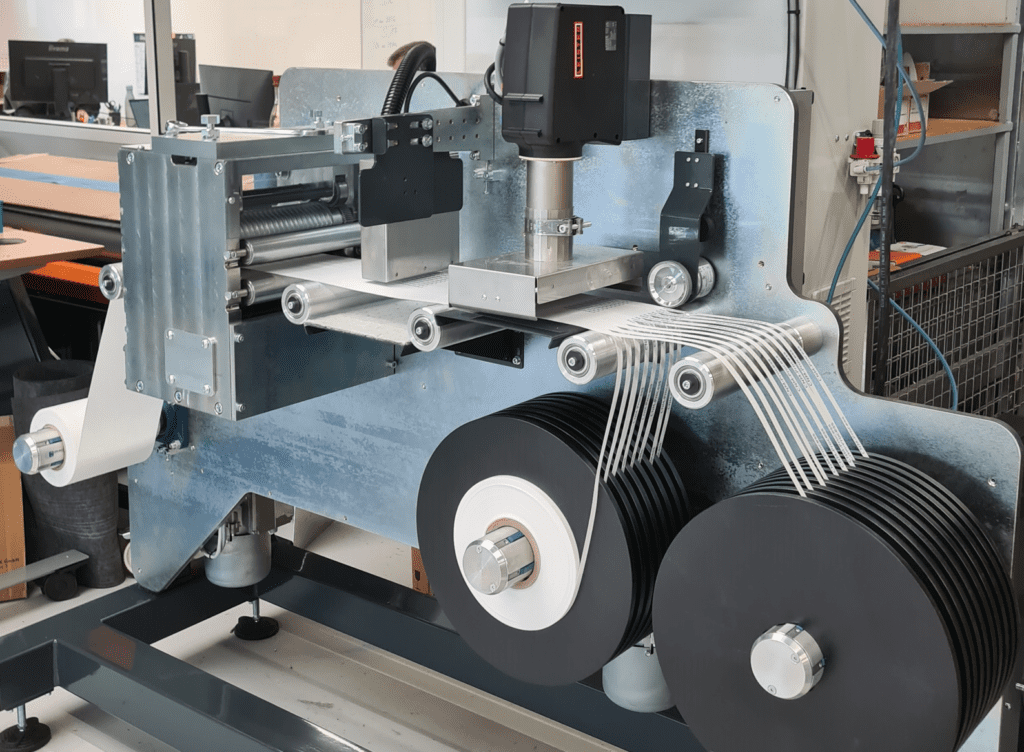 Slitting by rotary cutting machine