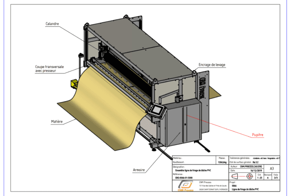 Tarpaulin pulling & cutting line